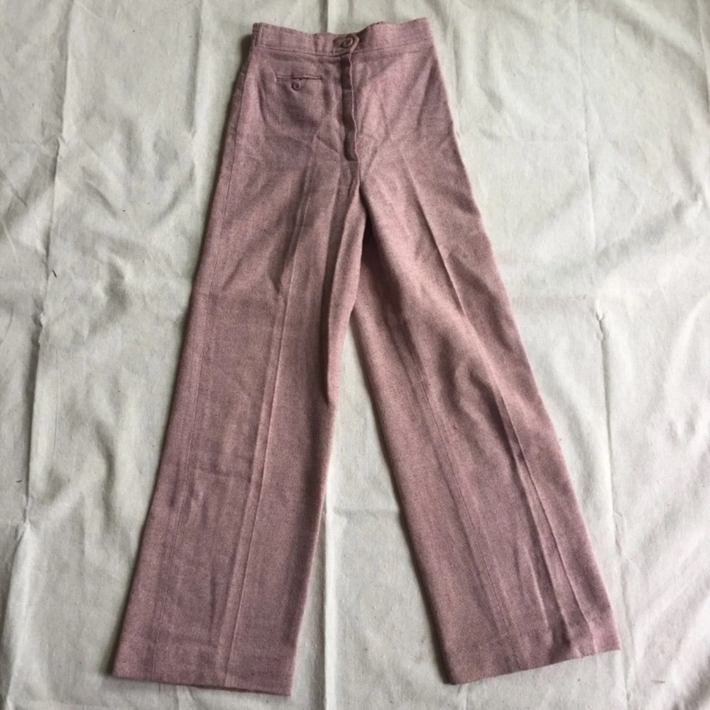 Pink wool wide leg pants